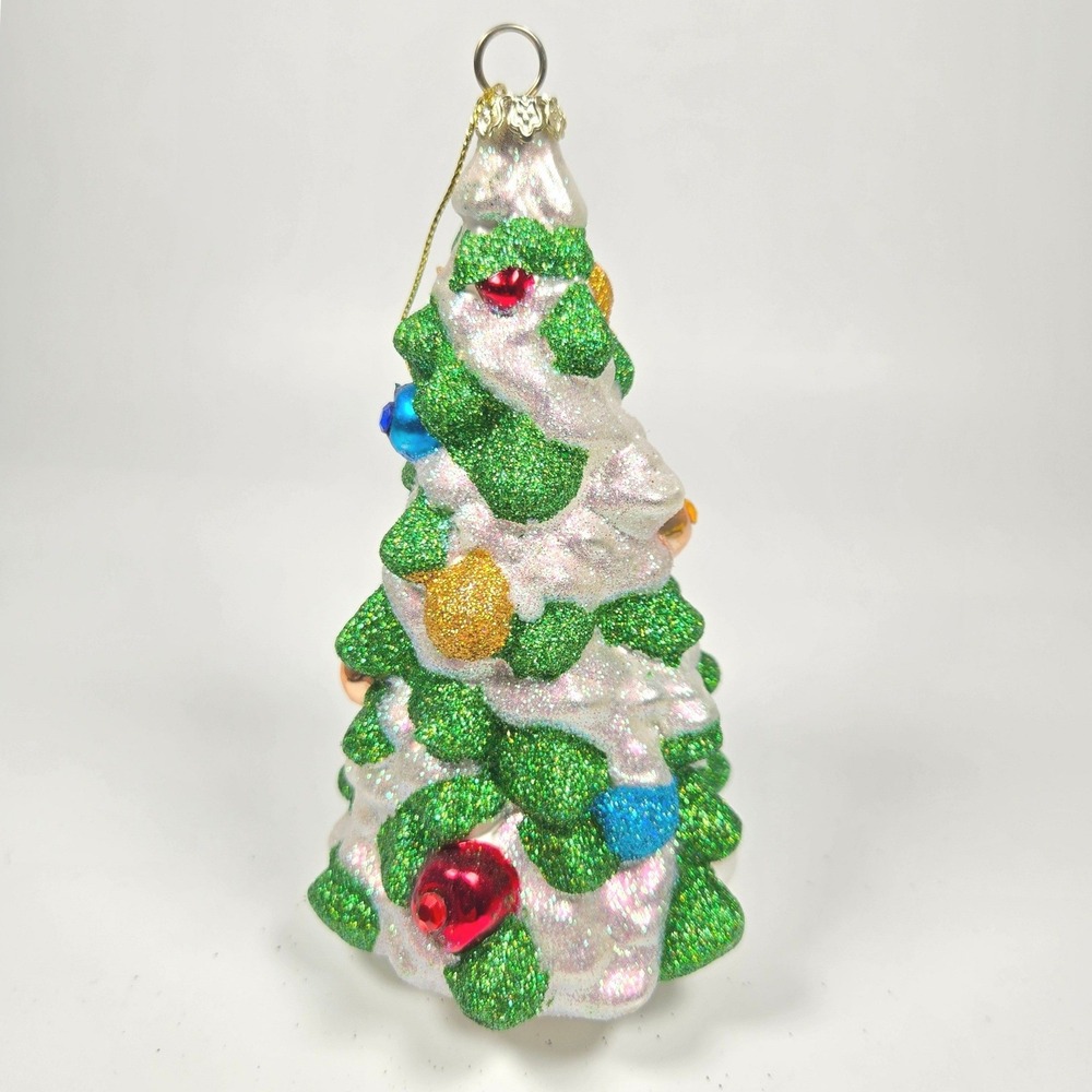 NICE Blown Glass Christmas Tree Ornament Glitter‎ Sparkle Bejeweled Costco